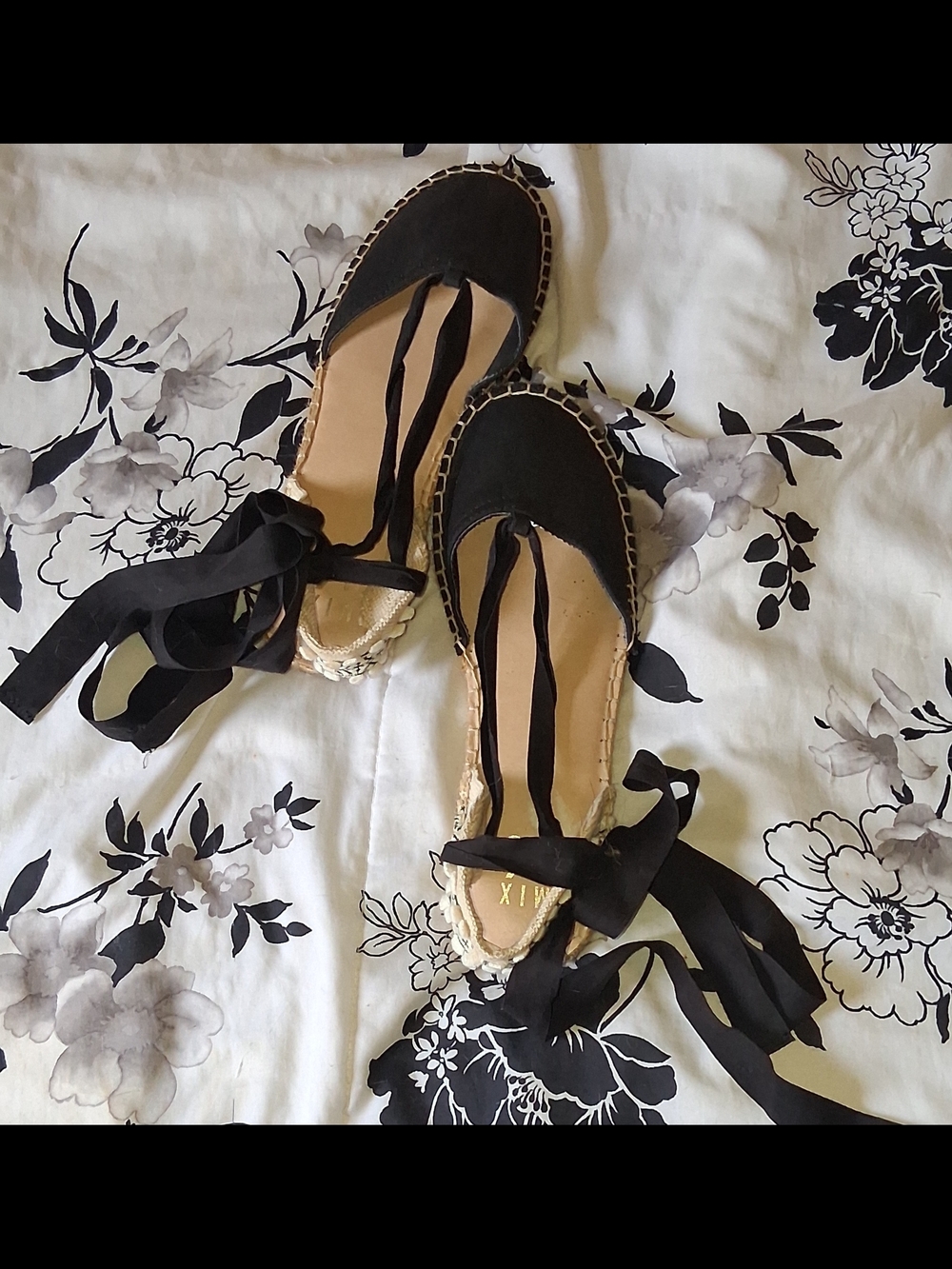 Mix No. 6 Black Lace-Up Espadrille Flats size 8.5